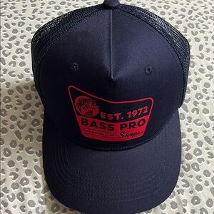 Unique Bass Pro Shops Navy and Red Trucker Hat